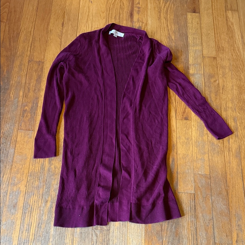 LOFT Rich cranberry Open Front Cardigan